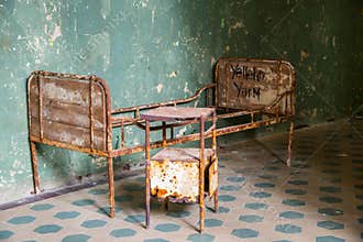 Abandoned old clinic bed