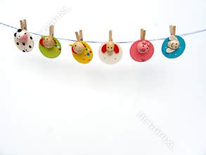 Clothes pegs on line