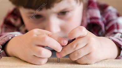 Son and dad are nailing together