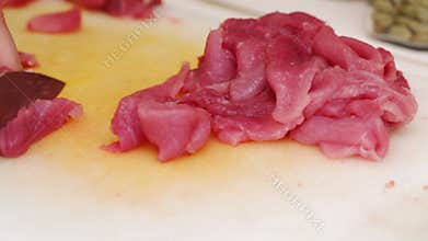 Beef steak cutting