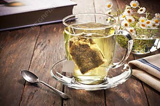 Green Tea Cup Bag Herbal Chamomile