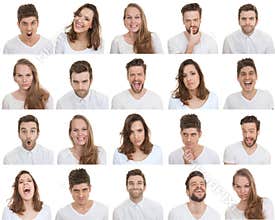 Set of different male and female faces