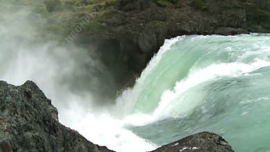 Waterfall in Patagonia, Chile. Slow motion