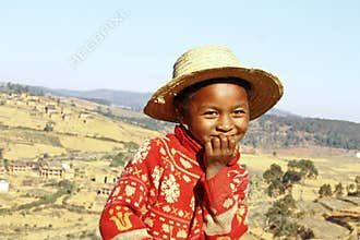 Smiling african boy with hat on head
