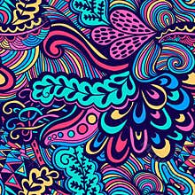 Vector seamless texture with abstract flowers. Endless background. Ethnic seamless pattern. Vector backdrop. Bright pattern.