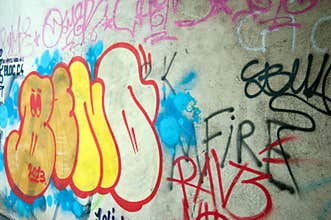 Vandalised wall