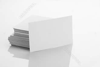 Blank Business Card Mockup on White Reflective Background