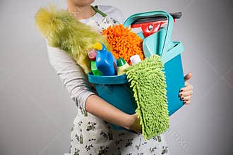 Bucket with cleaners