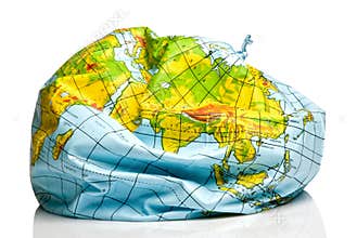 Deflated planet earth balloon