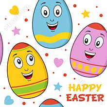 Cartoon Easter Eggs Seamless Pattern