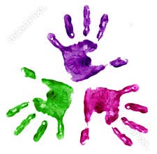 3 finger painted hands