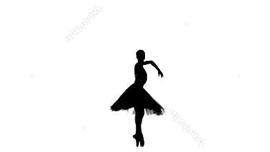 Slim ballerina spinning, on white background