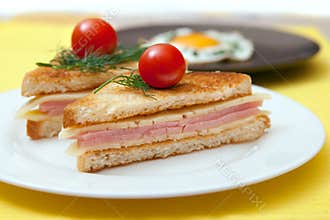 Toast with cheese and ham