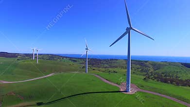 Helicopter aerial view of Wind Farm