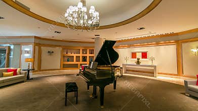 Grand piano in a luxury interior timelapse