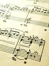 Romantic piano music score, old vintage
