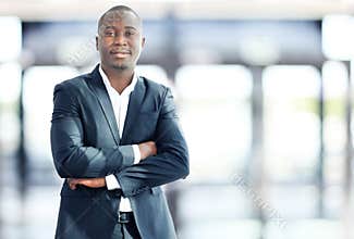 Happy black business man