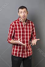 Body language concept for pessimistic 40s man