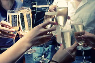 Clinked champagne glasses
