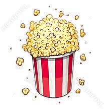 Popcorn in striped basket