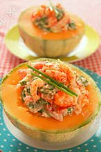 Melon with seafood