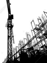 Construction Site with Crane and Scaffolding