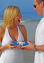 Woman getting present