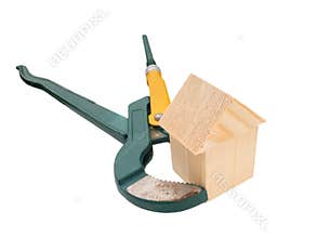 House of wooden blocks in the plumbing key