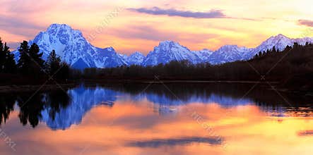 Grand Tetons Sunset Panorama