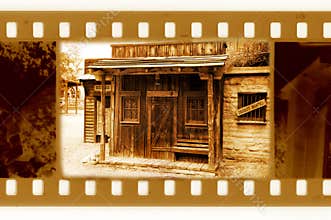 Old 35mm frame photo with vintage sheriff house