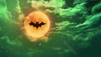 bat Halloween moon green horrible sky