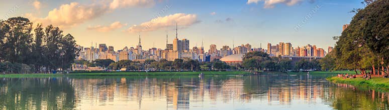 Sao Paulo skyline from Parque Ibirapuera park