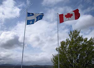 Flags of Quebec and Canada