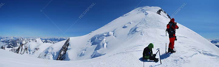 Mountaineers in alps mountains