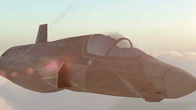 F 35 , american military fighter plane.Jet plane. Fly in clouds.