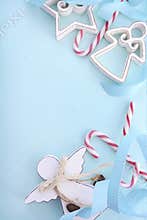 Christmas background with decorated borders.