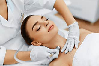 Face Skin Care. Diamond Microdermabrasion Peeling Treatment, Beauty Spa. Cosmetology.