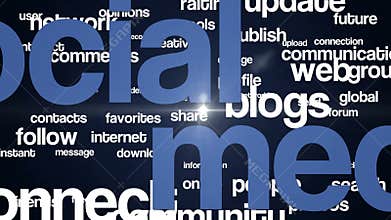 Social media background text 4K blue-colorless