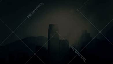 Post Apocalyptic Ghost Town on a Lightning Storm Background