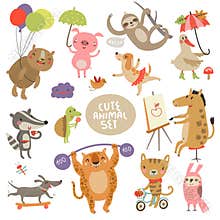 Cute animal set Illustrations with characters