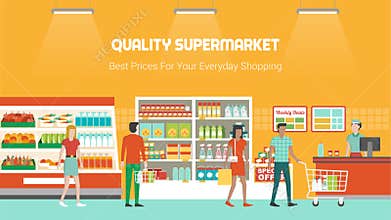 People shopping at supermarket