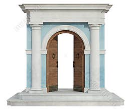 Classic portal with open door