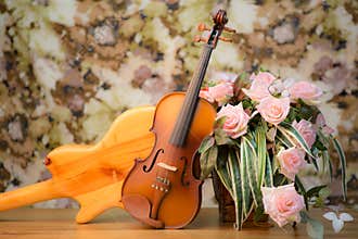 Violin,guitar, and rose