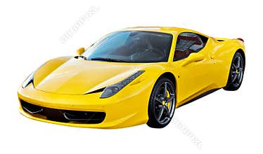 Yellow sports car isolated