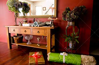 Wedding presents in entranceway