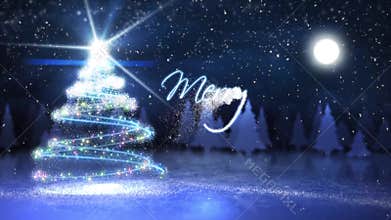 Merry Christmas Particle Write with Flying Santa