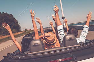 Enjoying road trip.