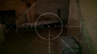 Dark old abandoned underground tunnel. Grunge vintage catacombs. Scary background for the quest military
