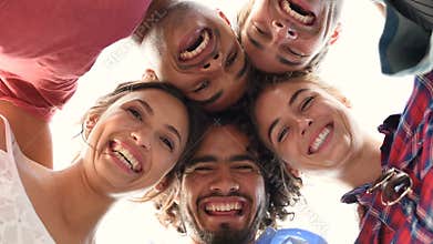 Happy friends embracing