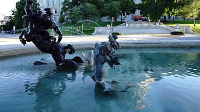Jefferson City Missouri Capital Building Pond Fountain Pan Up